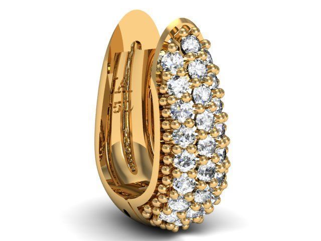 Diamond  Hoops  Earrings 3dm render detail 3D print model_2