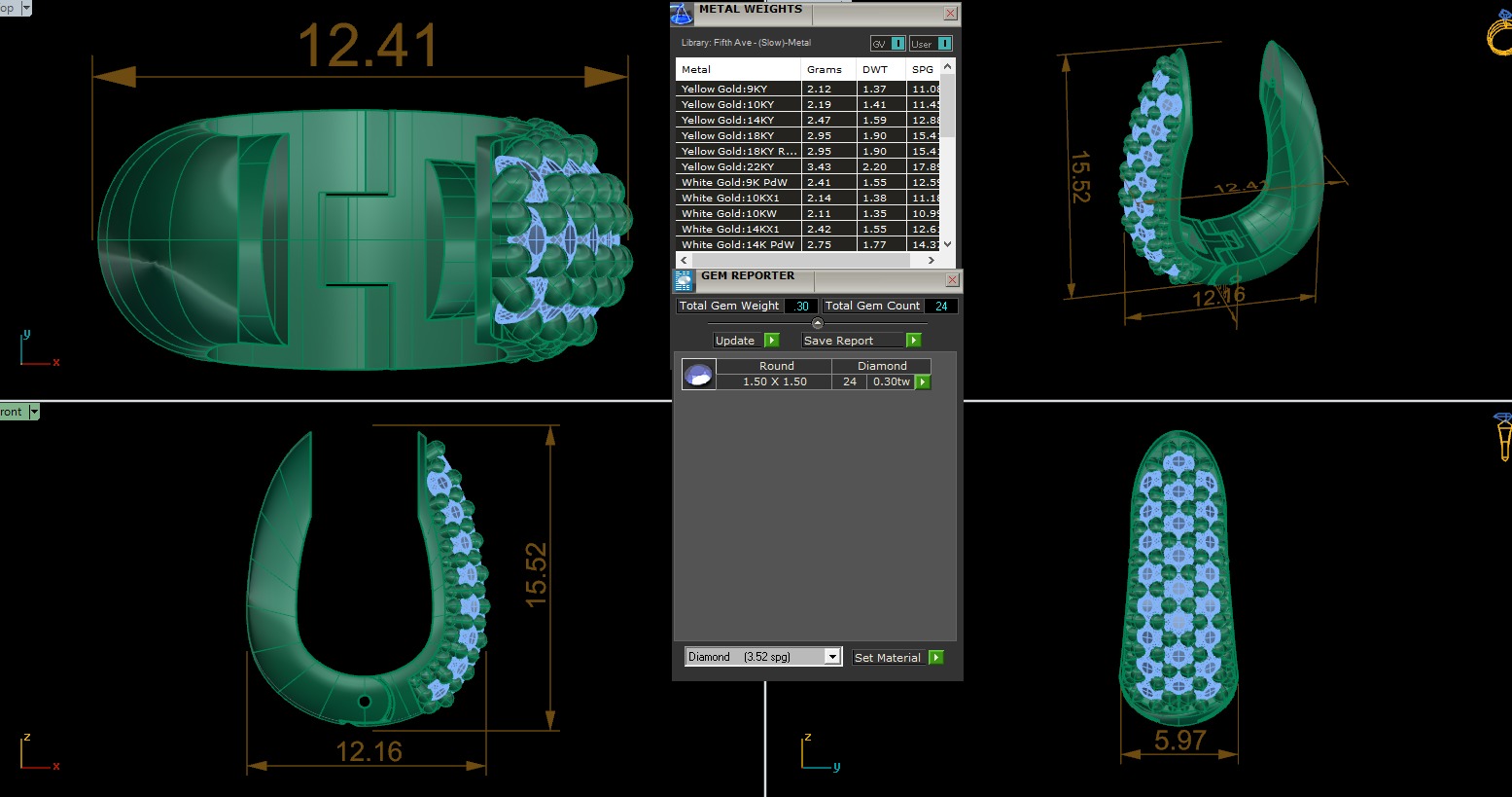 Diamond  Hoops  Earrings 3dm render detail 3D print model_3