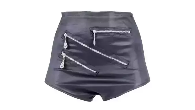 Highwaist Three Zipper Shorts Low-poly 3D model