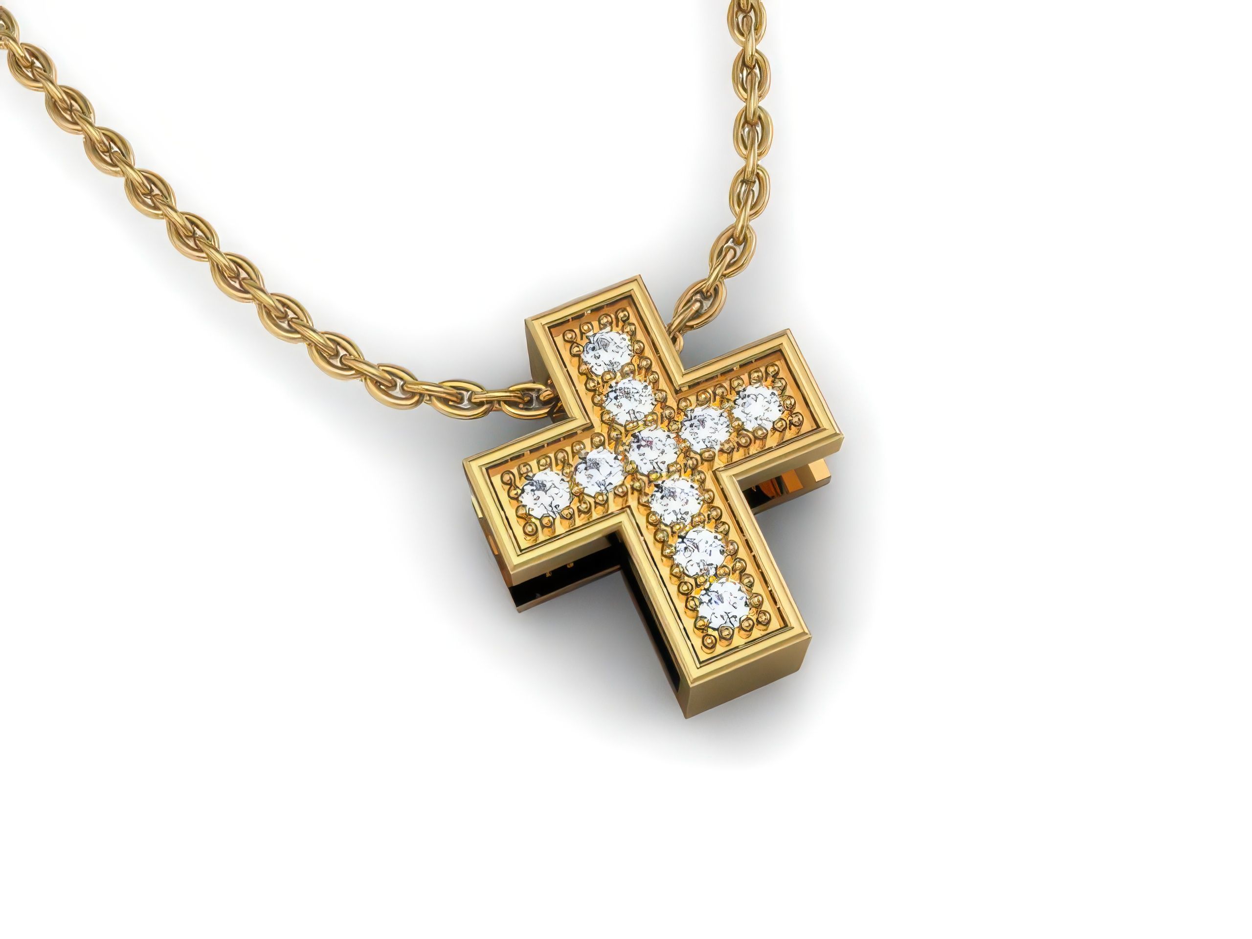 Jesus Cross Diamond Pendant 3dm render details 3D print model_1