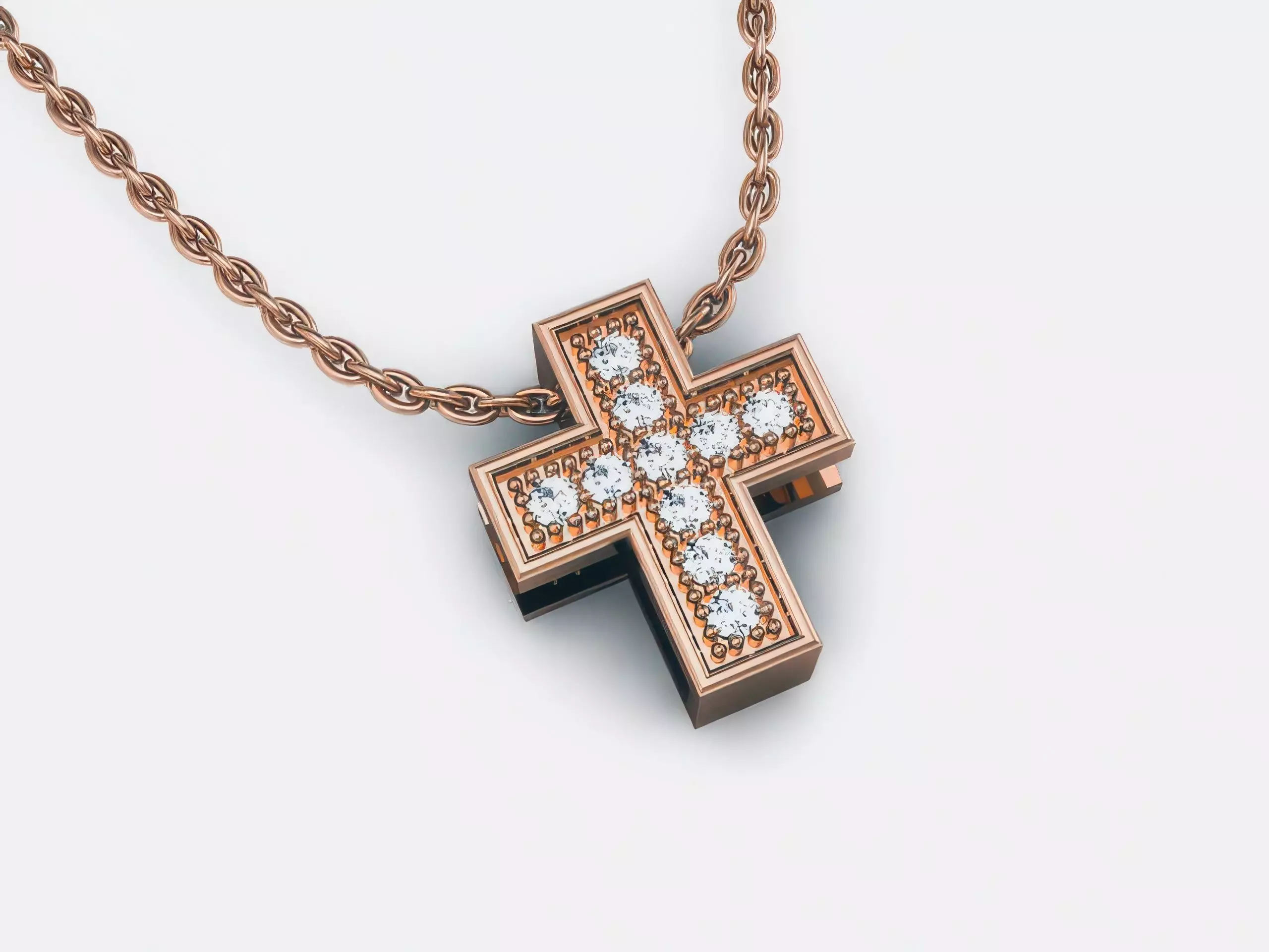 Jesus Cross Diamond Pendant 3dm render details 3D print model_0