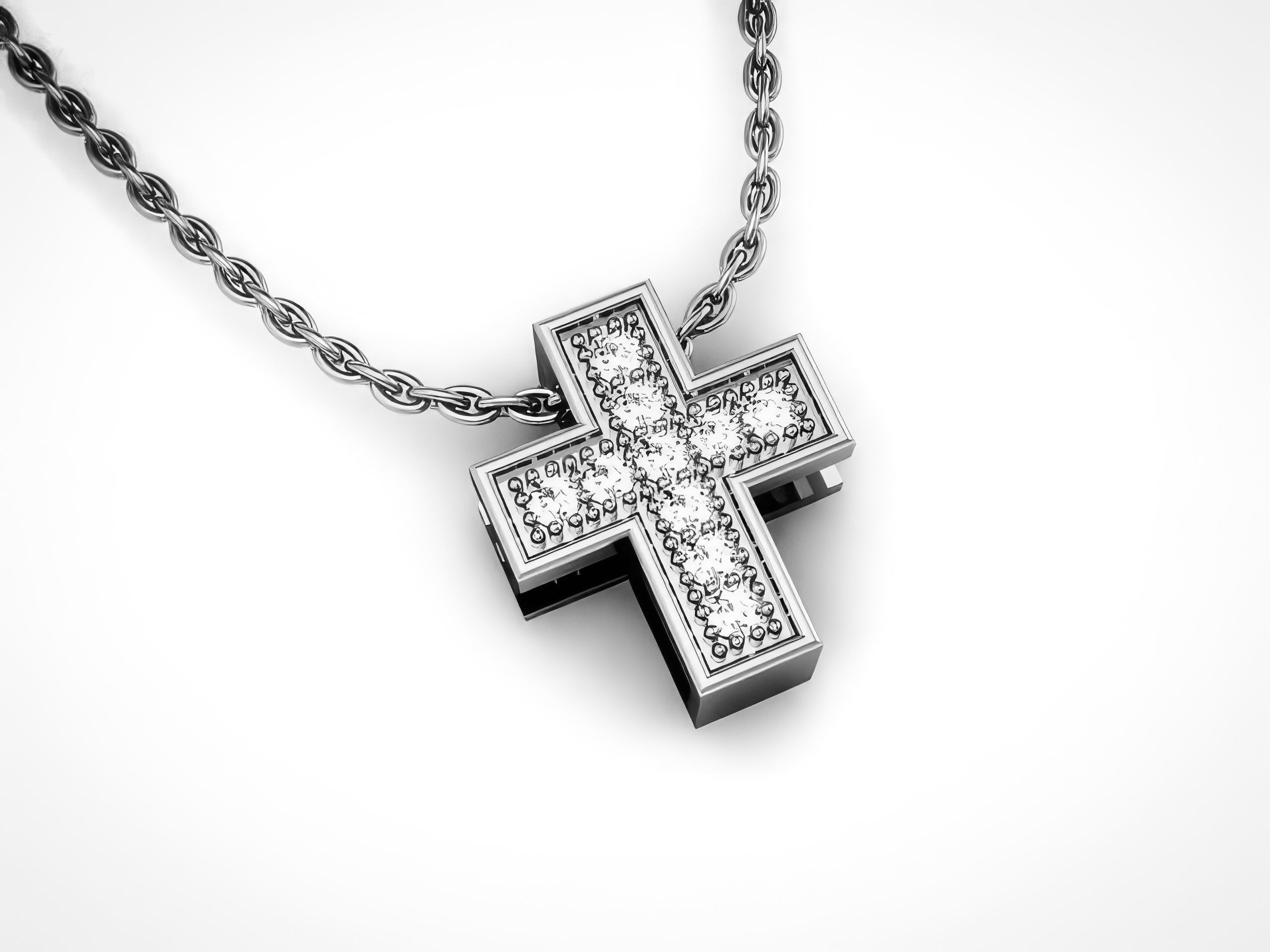 Jesus Cross Diamond Pendant 3dm render details 3D print model_2