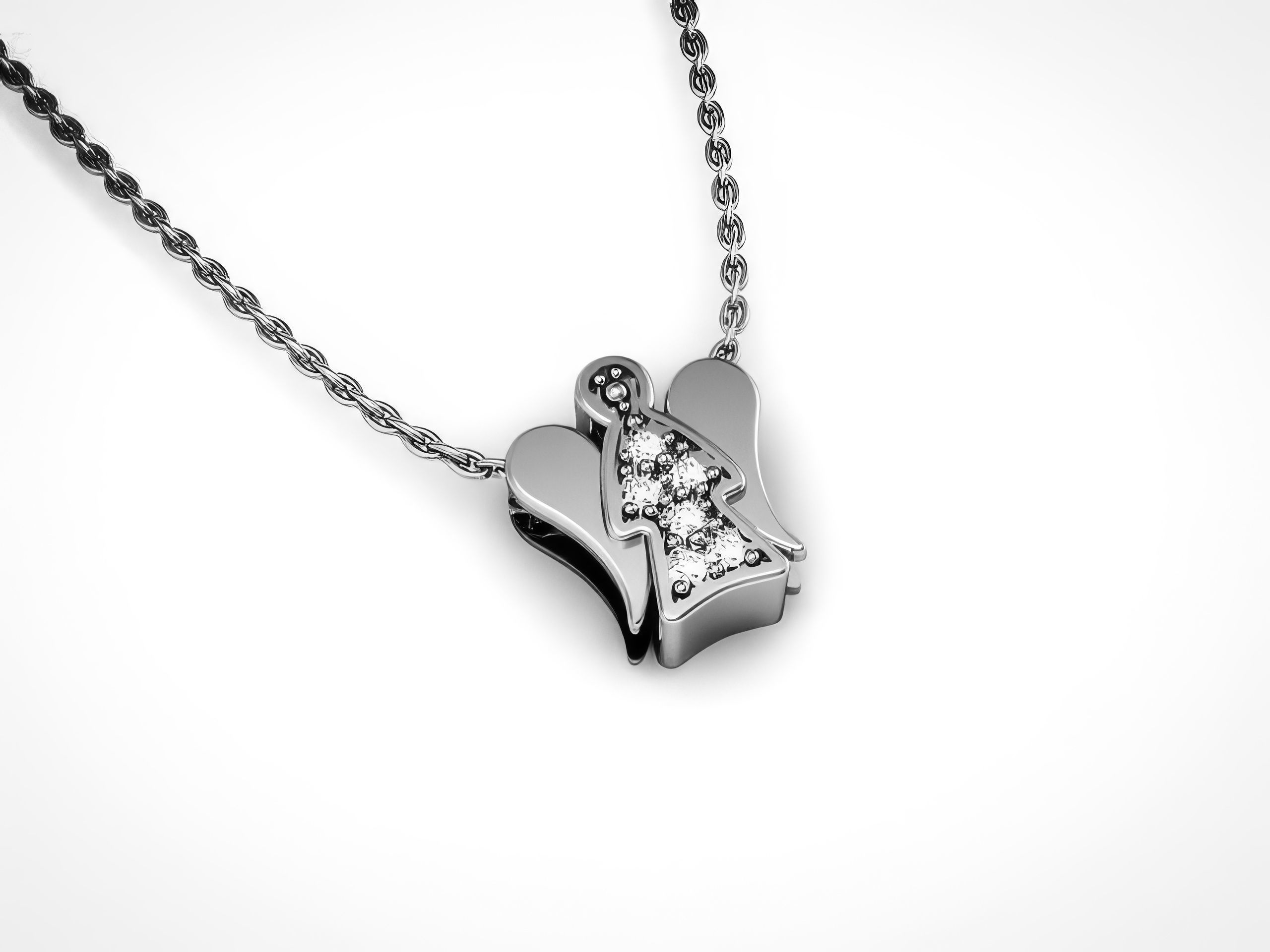 Angel Diamond Pendant 3dm render details 3D print model_2