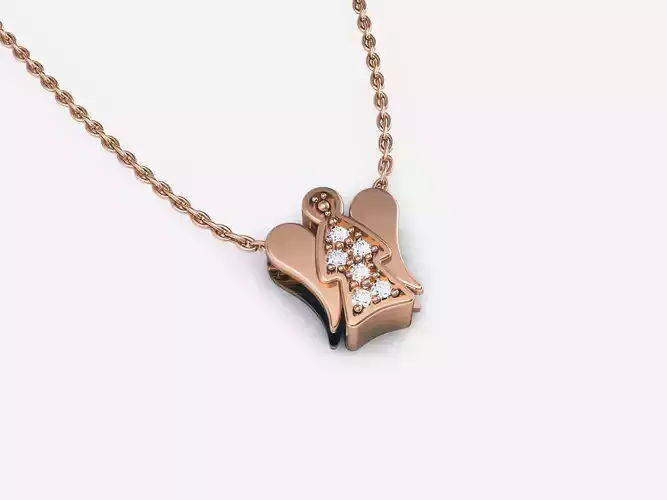 Angel Diamond Pendant 3dm render details