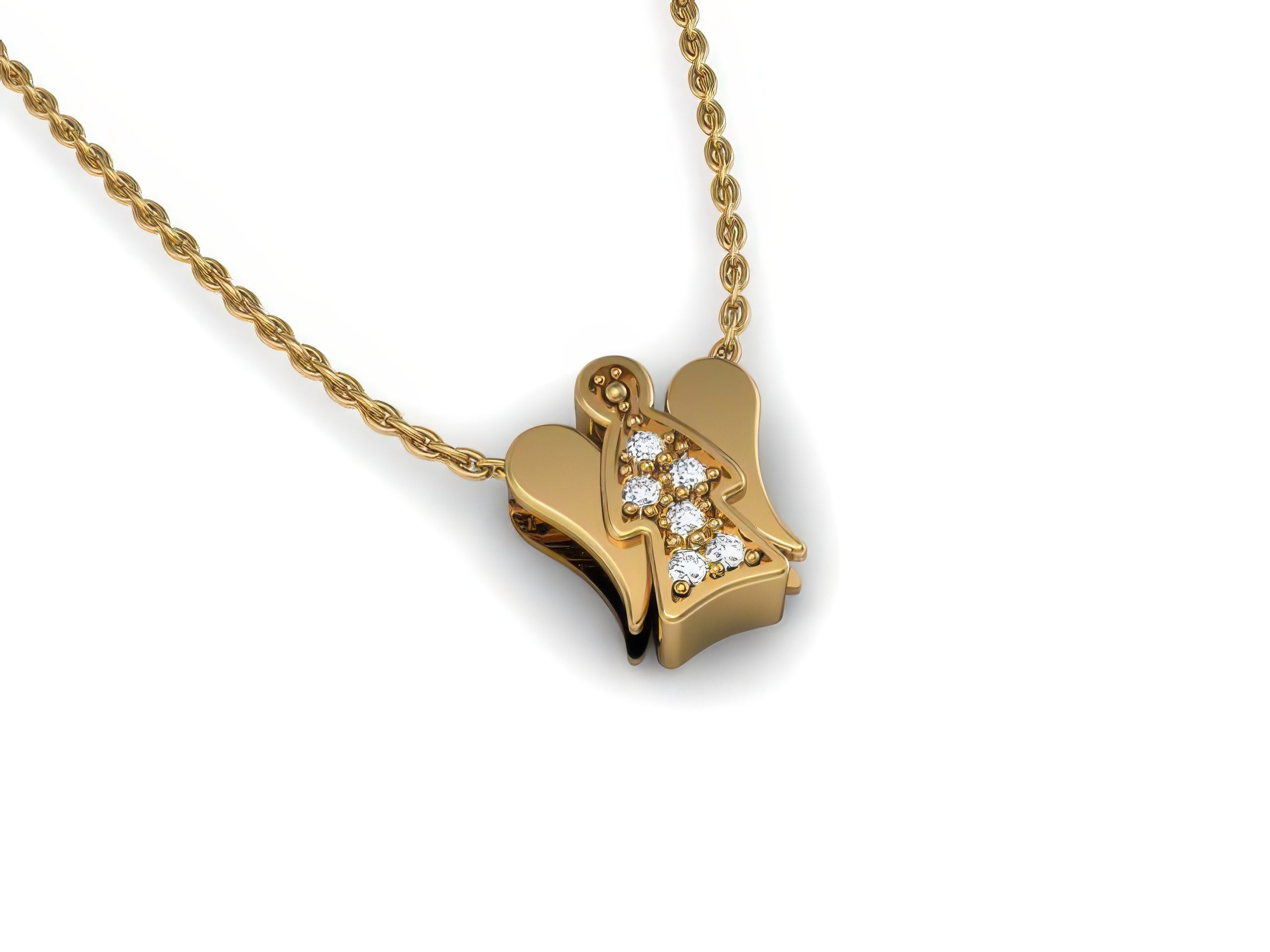 Angel Diamond Pendant 3dm render details 3D print model_1