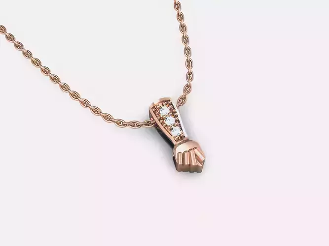 Arm Fist Diamond Pendant 3dm render details