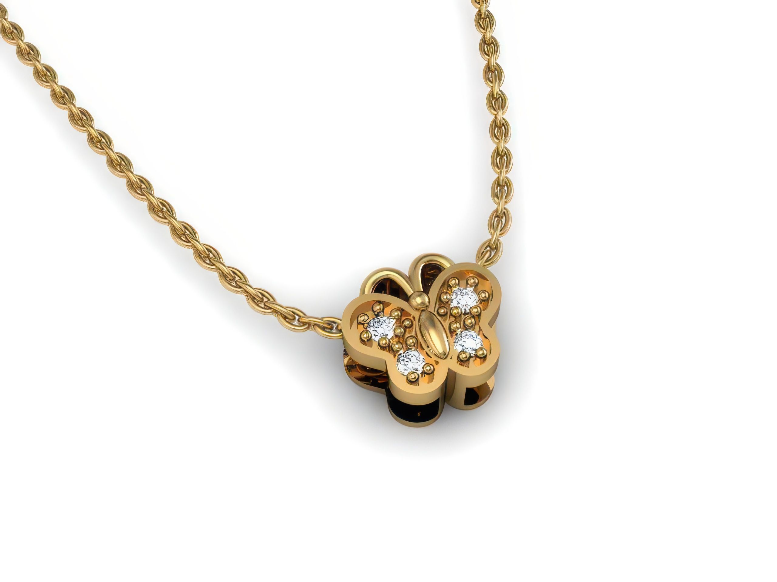 Butterfly Diamond Charm Pendant 3dm render details 3D print model_1