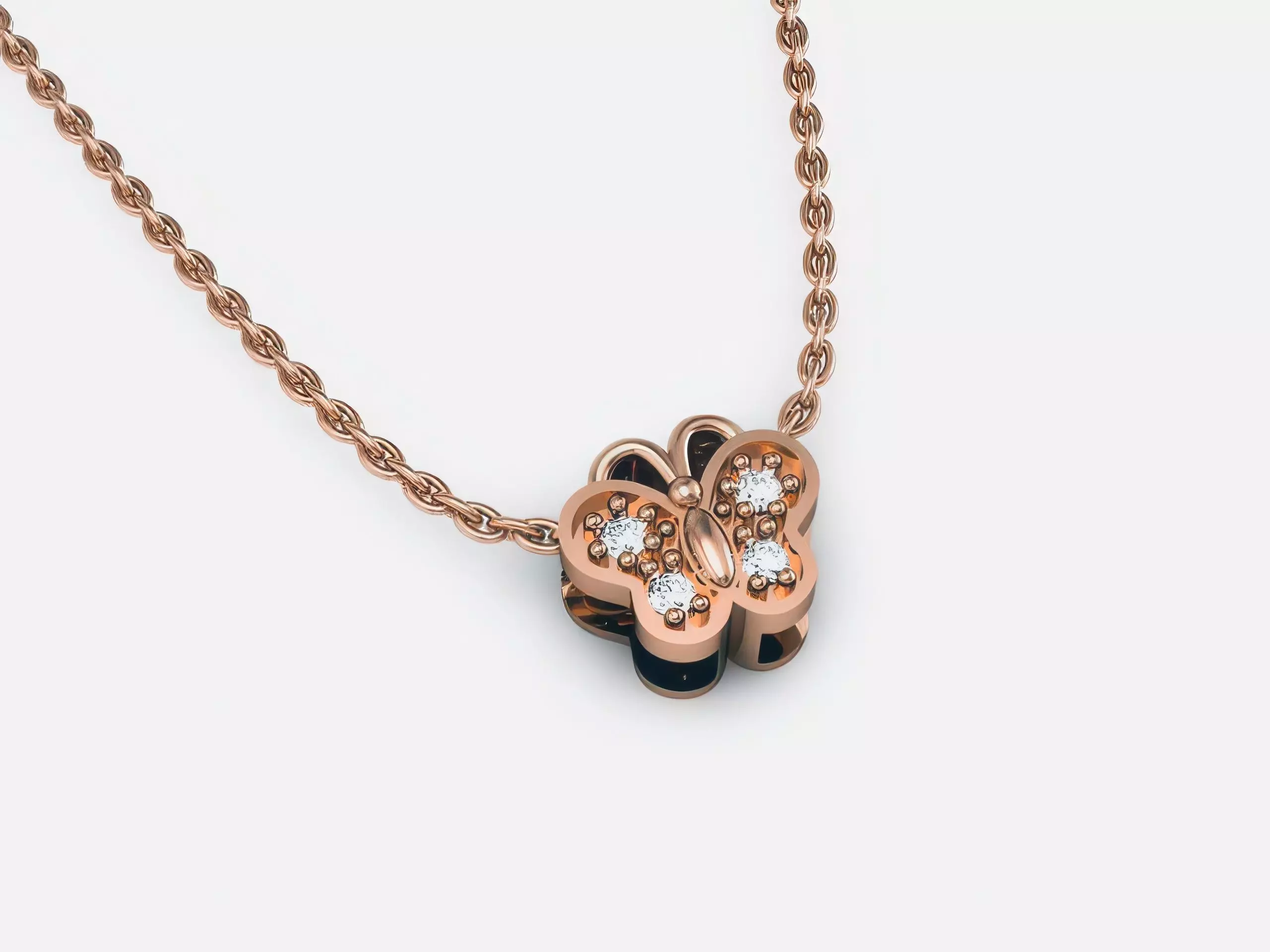 Butterfly Diamond Charm Pendant 3dm render details 3D print model_0