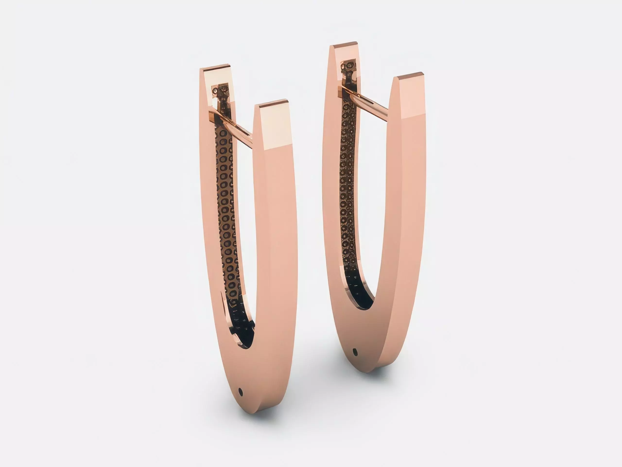 Hoops Plain Gold Earrings 3dm render detail 3D print model