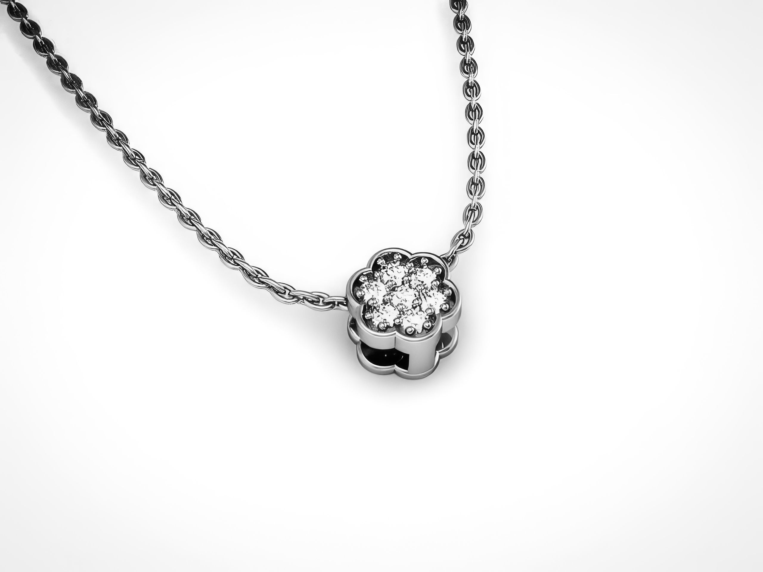 Flower Diamond Charm Pendant 3dm render details 3D print model_2