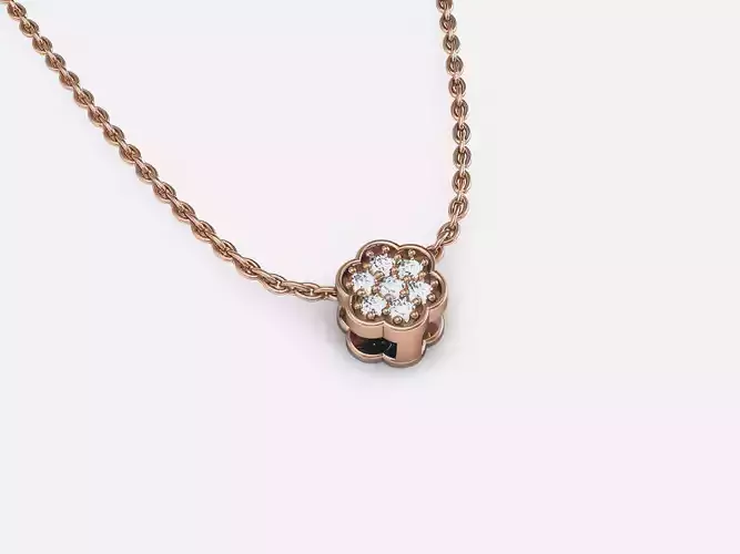 Flower Diamond Charm Pendant 3dm render details