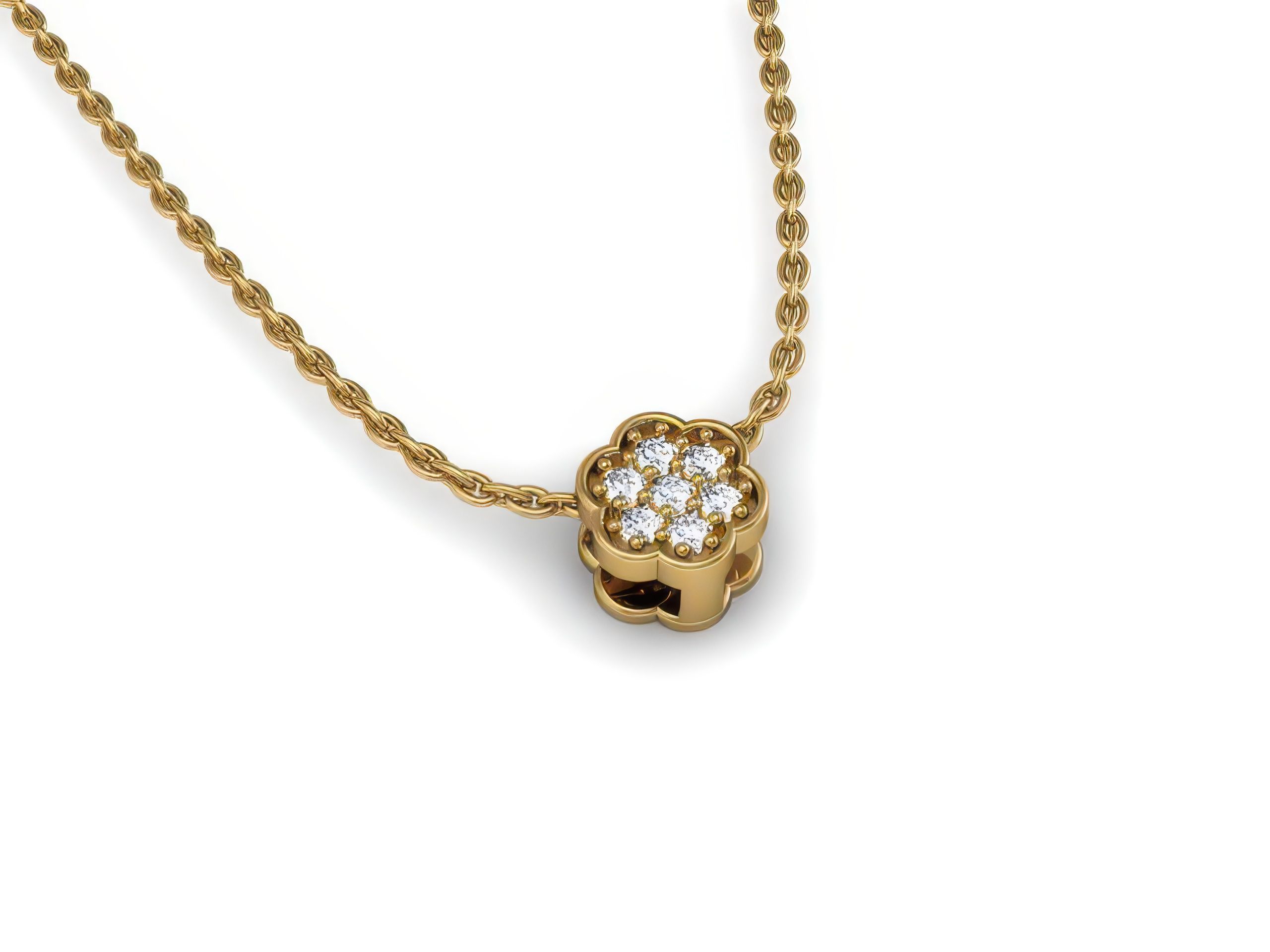 Flower Diamond Charm Pendant 3dm render details 3D print model_1