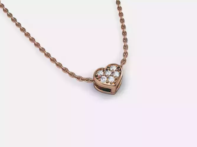 Heart Love Valentine Diamond Pendant 3dm render details