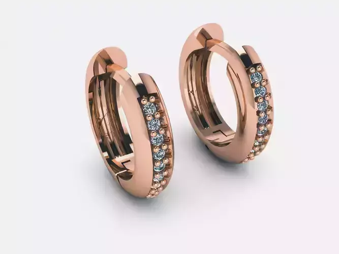 Hoops Women Diamond Earrings 3dm render detail