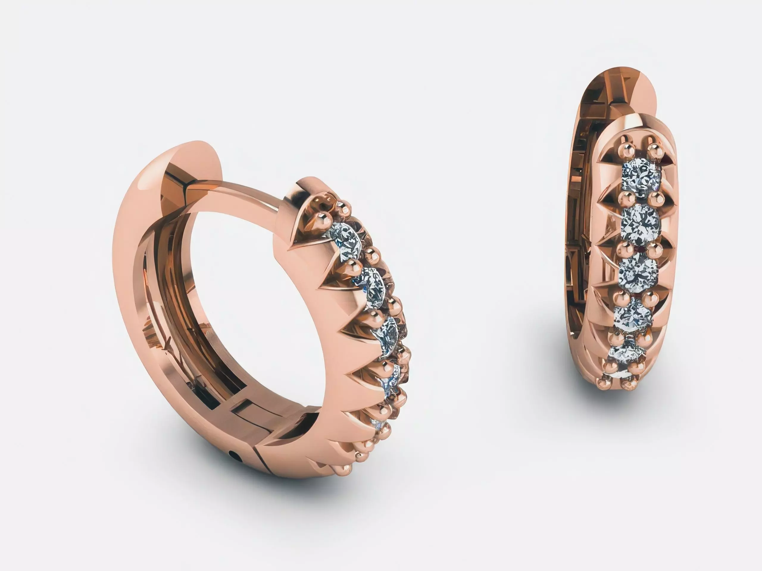 Hoops Diamond Earrings 3dm render detail 3D print model