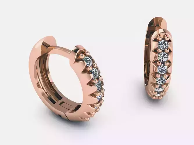 Hoops Diamond Earrings 3dm render detail