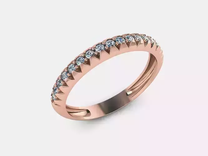 Half Eternity Band Band Ring 3dm render details