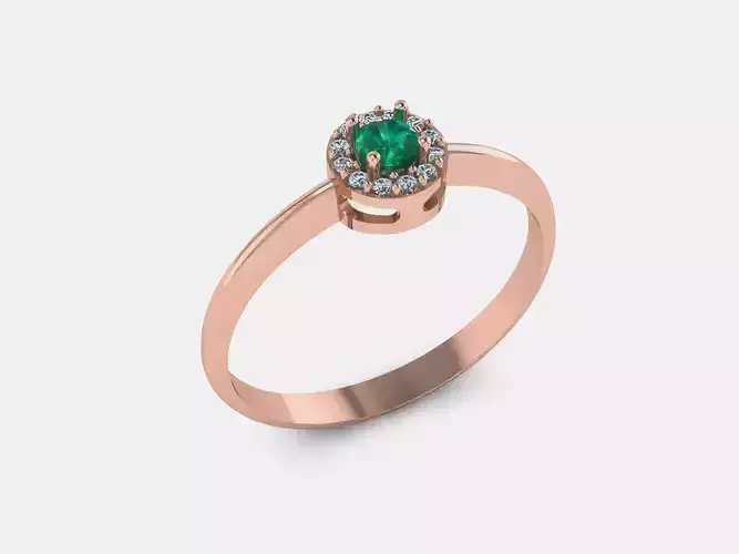 Emerald Women Diamond Ring 3dm render details 3D print model