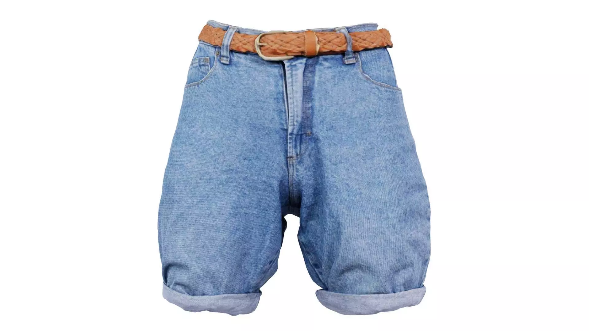 Jeans Short Belt Low-poly 3D model