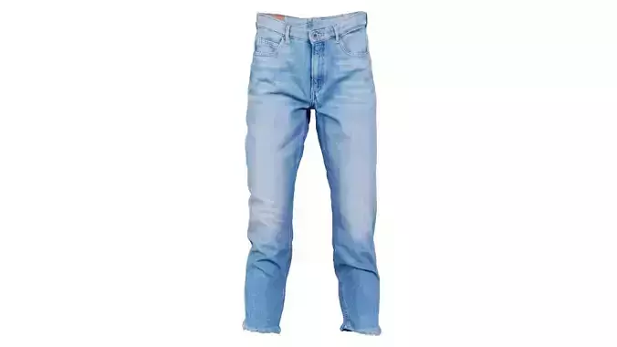 Jeans Trousers Medium Length Pants Low-poly 3D model