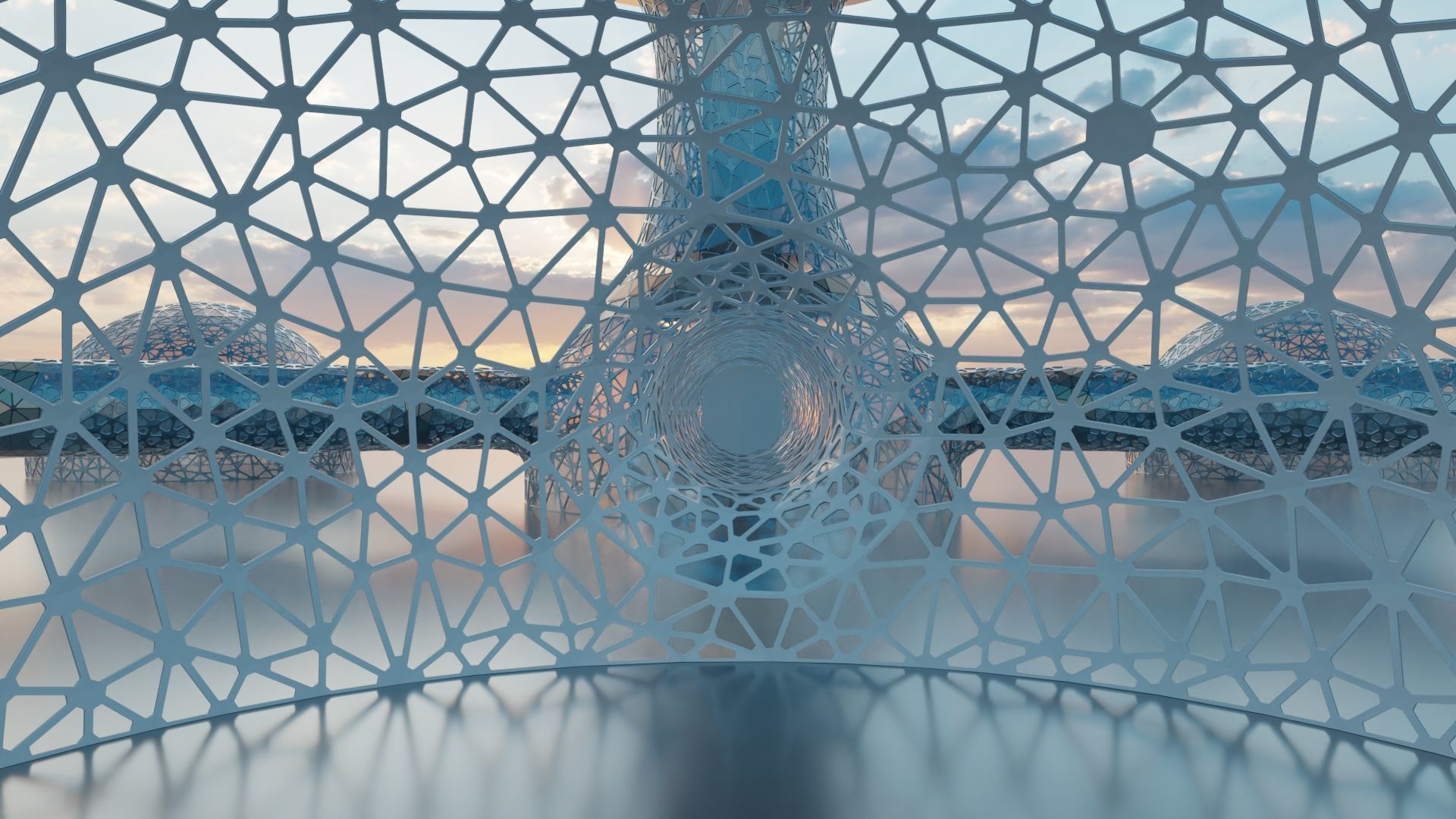 Sci Fi future Mars Base Glass City 3D model_5