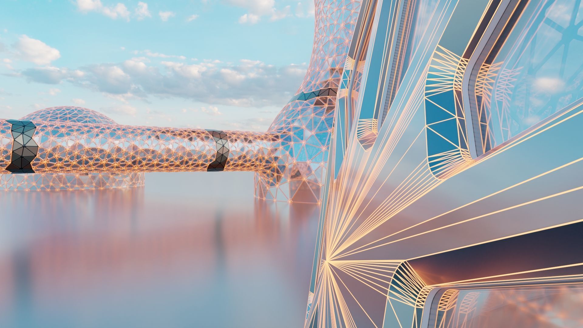 Sci Fi future Mars Base Glass City 3D model_10