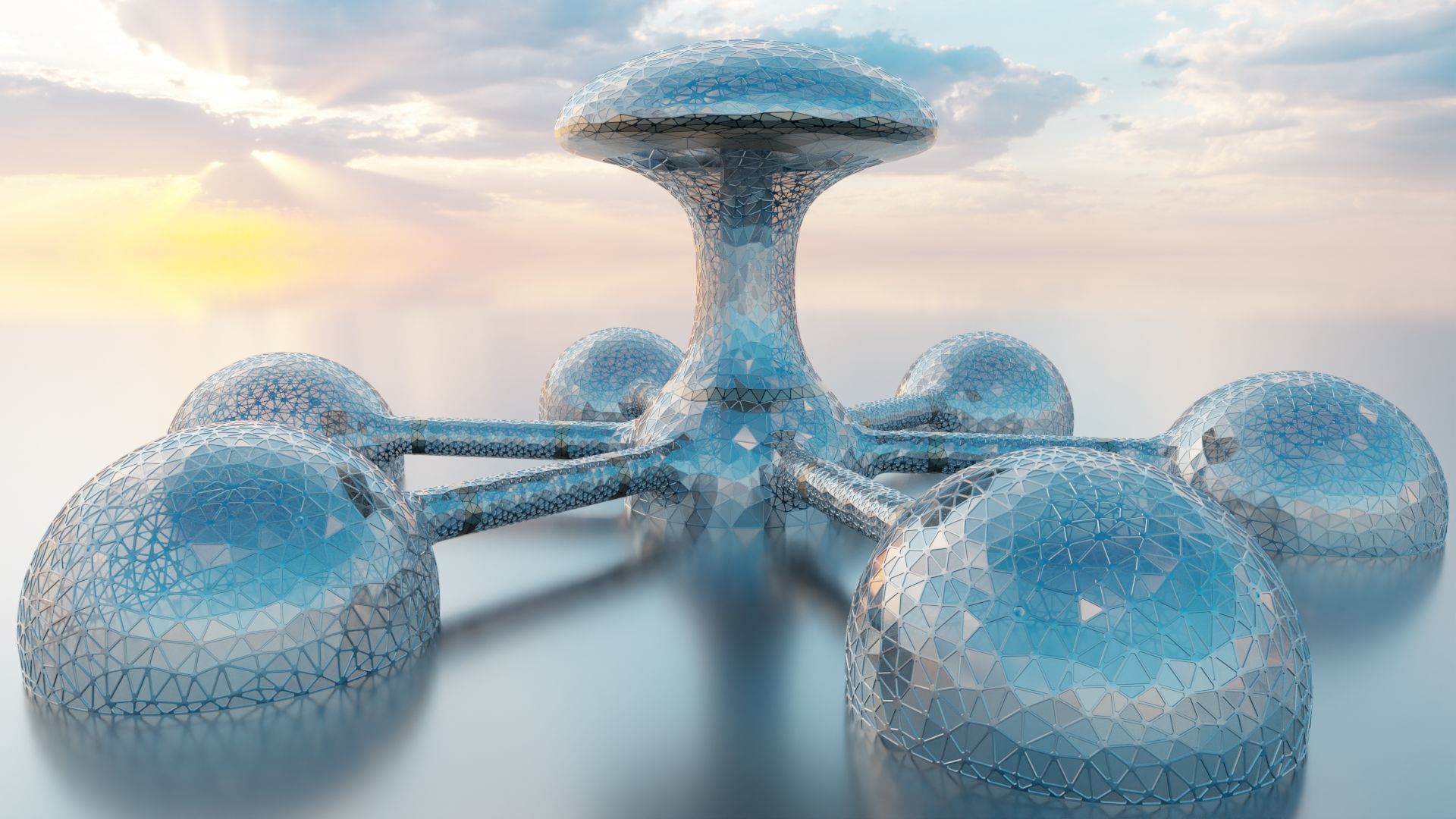 Sci Fi future Mars Base Glass City 3D model_2