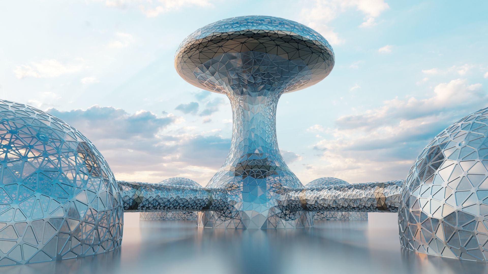 Sci Fi future Mars Base Glass City 3D model_4