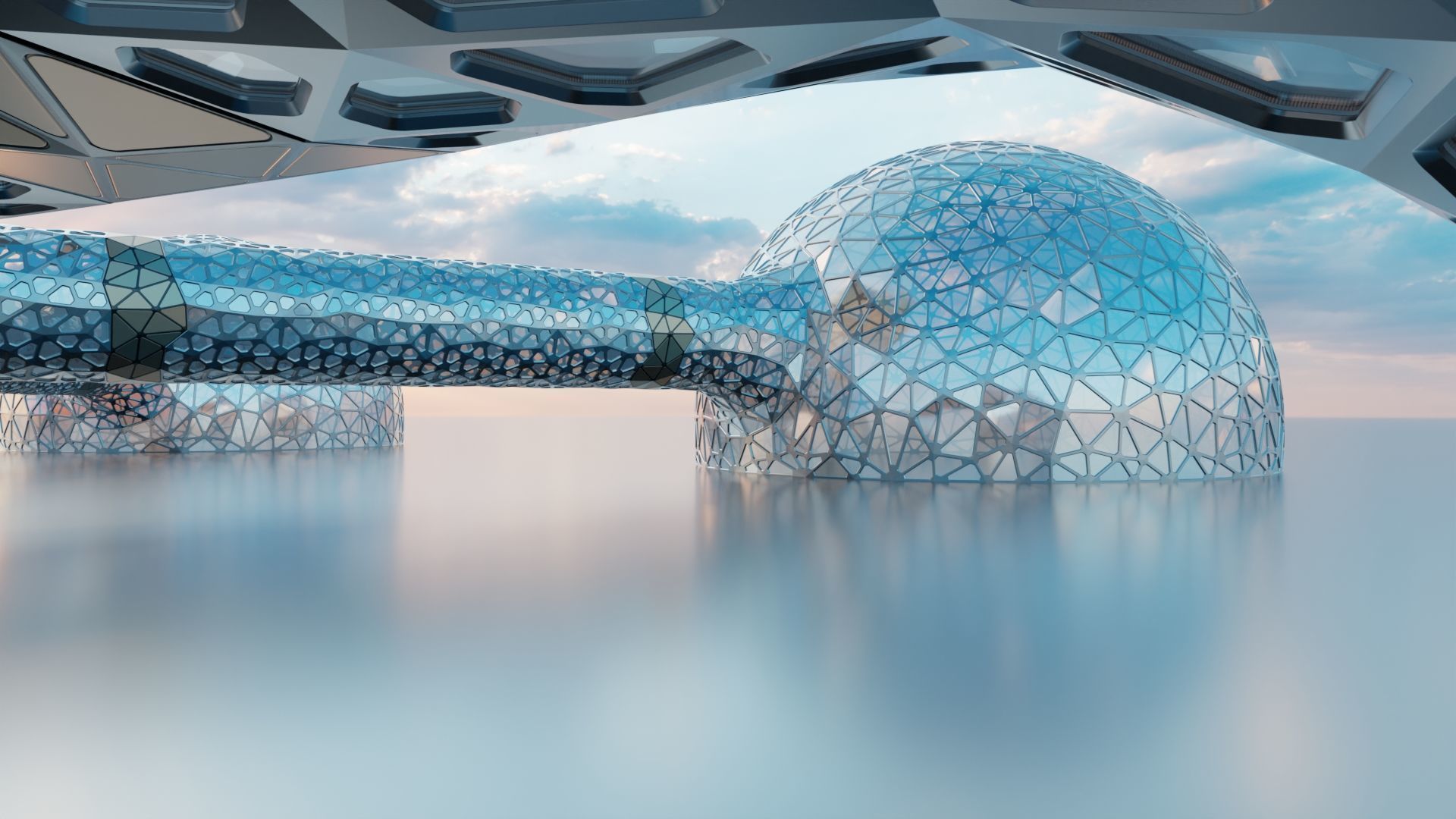 Sci Fi future Mars Base Glass City 3D model_1