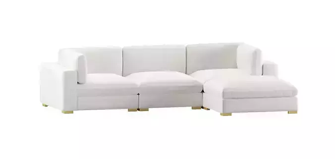 deseo White 4 Piece Modular L Shaped Sectional Sofa 3D model