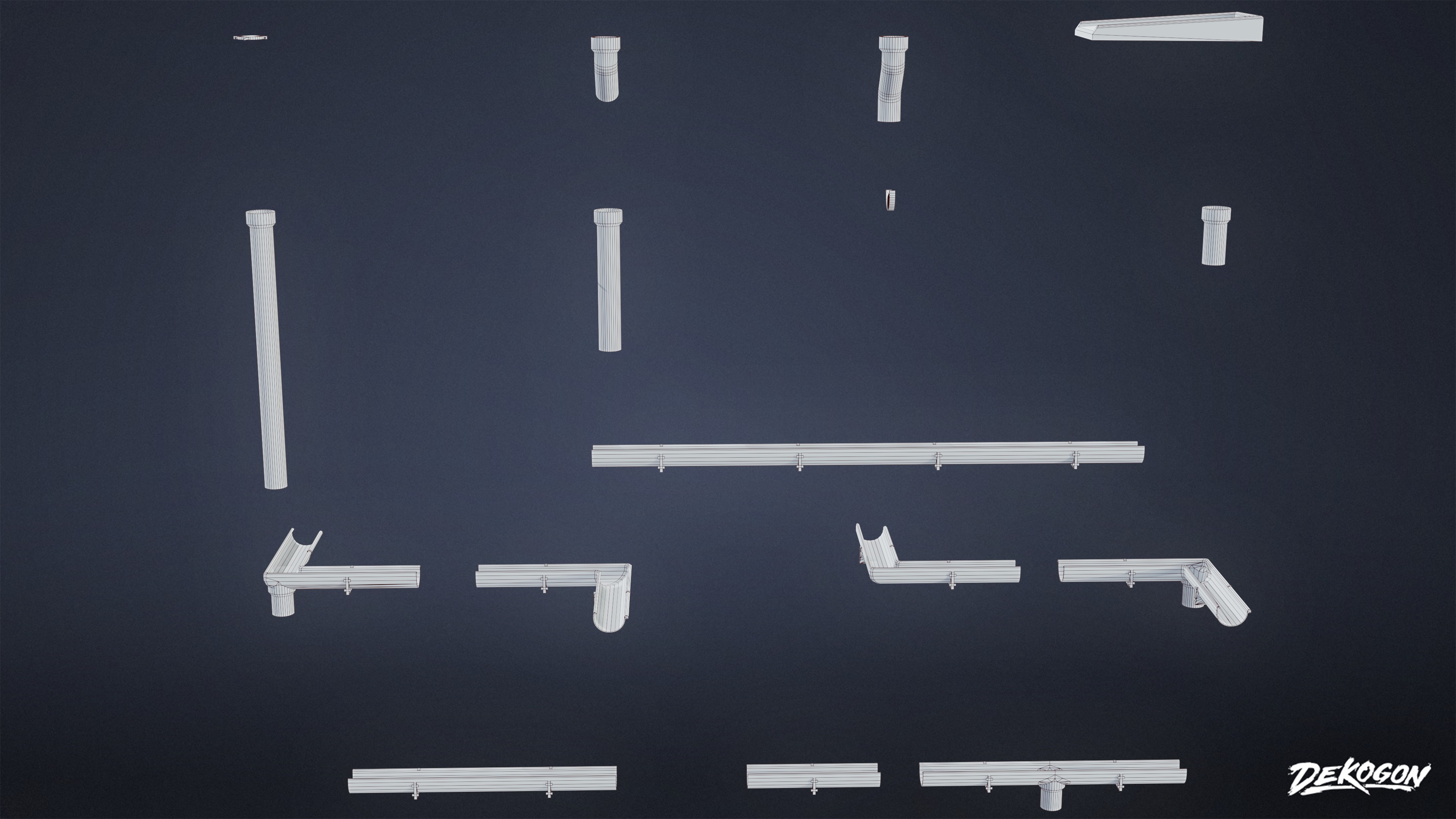 BUILDINGS - Gutters Modular 01 - LOW POLY AND NANITE Low-poly 3D model_8