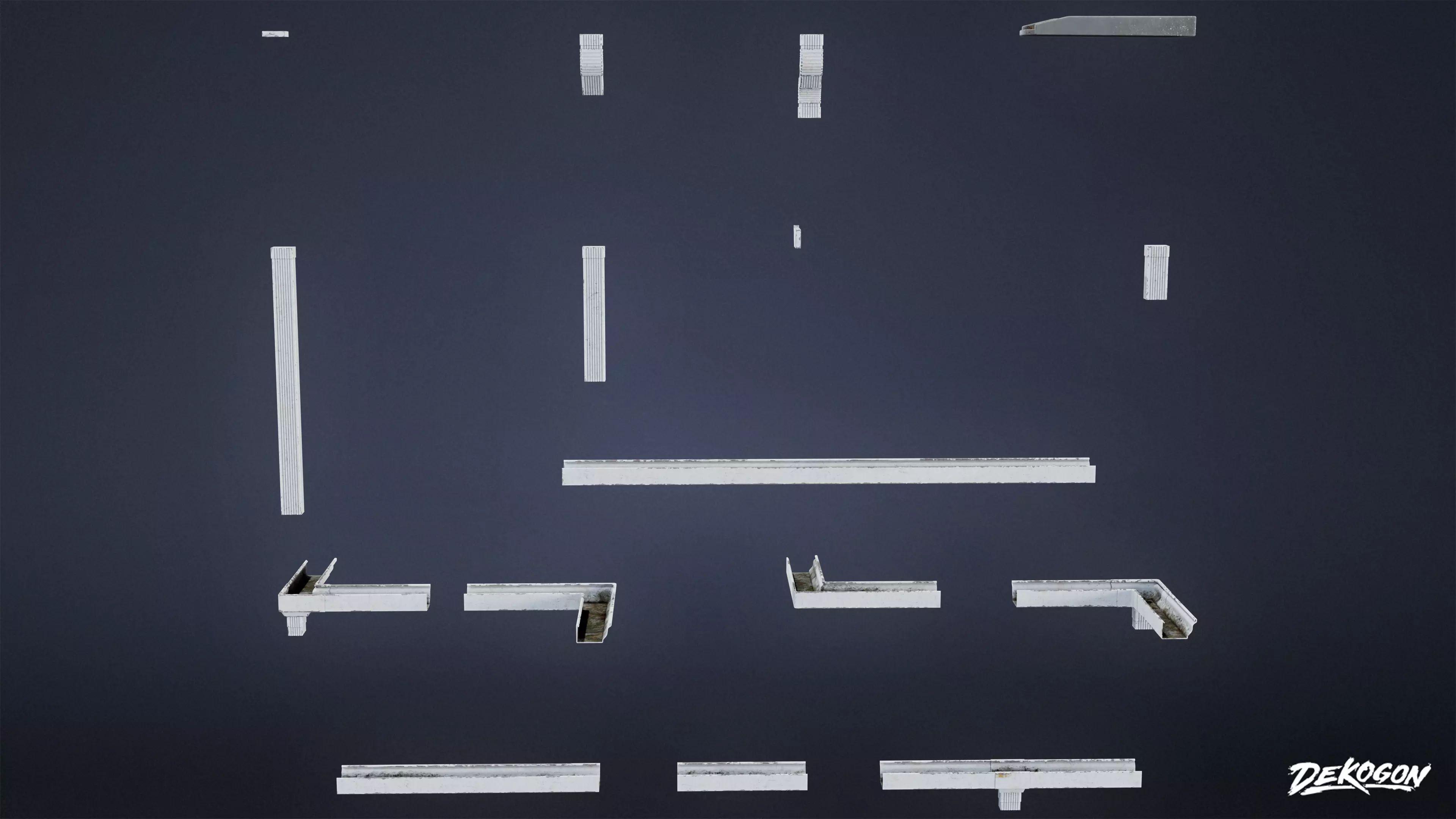 BUILDINGS - Gutters Modular 02 - LOW POLY AND NANITE Low-poly 3D model