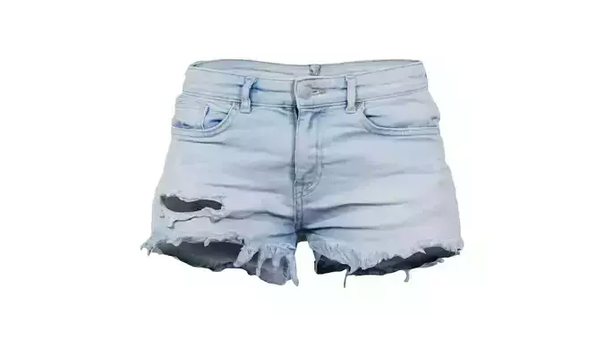 Light Blue Jeans Shorts Low-poly 3D model
