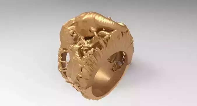 African Jungle 5 Head animal ring  3D print model