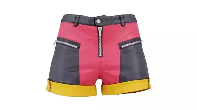 Multi Color Leather Shorts
