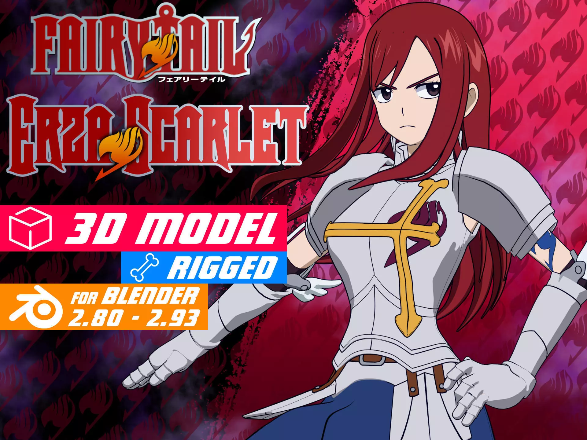 Erza Scarlet - Fairy Tail Anime - Model 3D Low-poly 3D model
