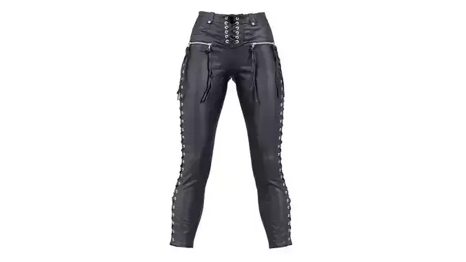 Side Laced Leather Trousers