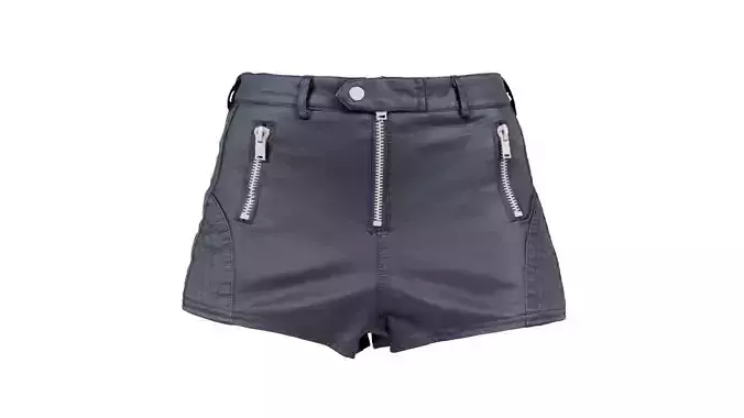 Side Rings Leather Shorts