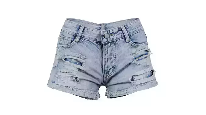 Tiger Mini Jeans Shorts Low-poly 3D model