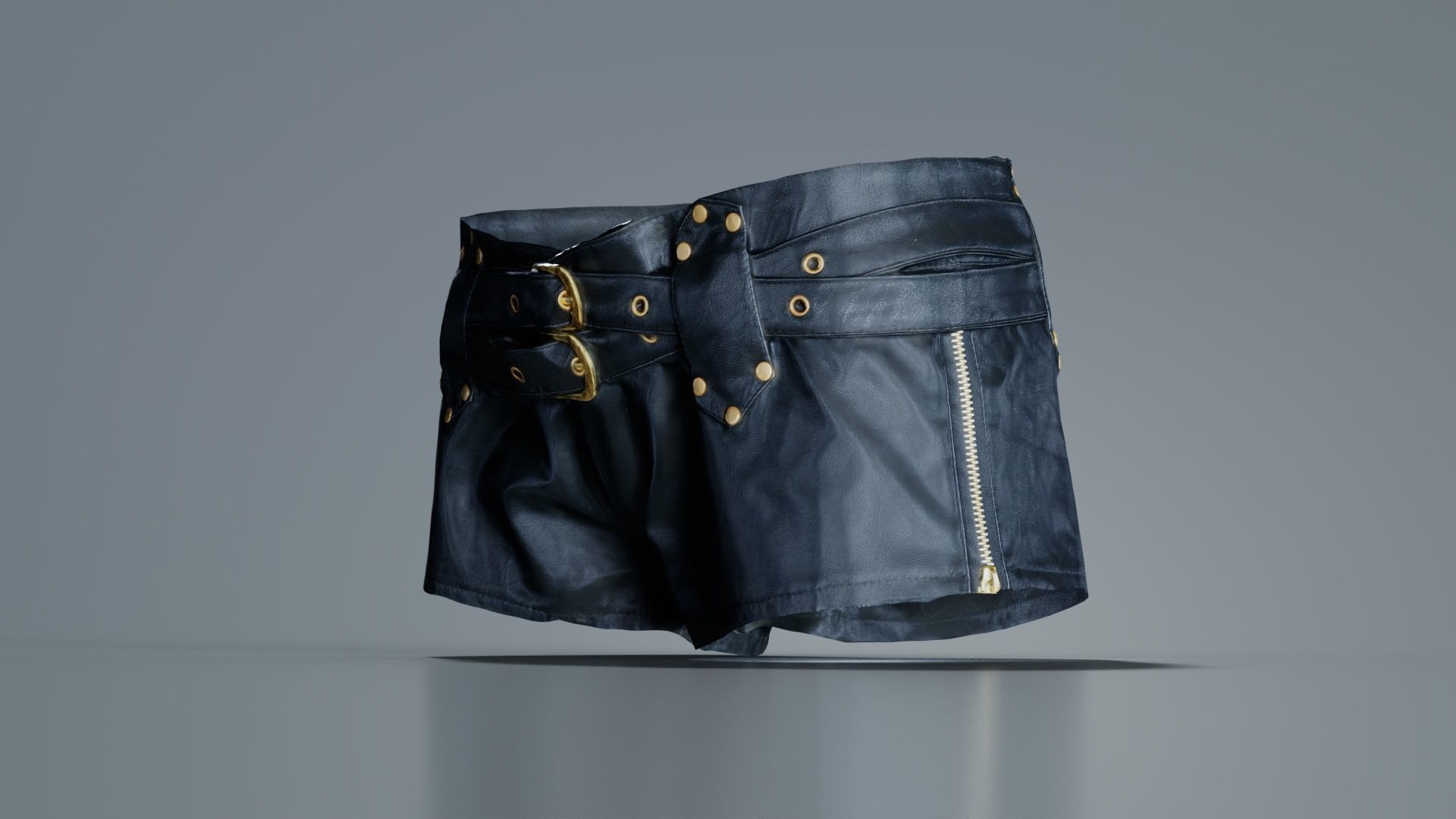 Tiny Leather Short Gold Low-poly 3D model_2