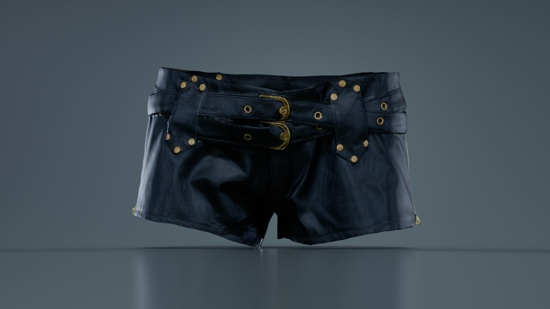Tiny Leather Short Gold Low-poly 3D model_7