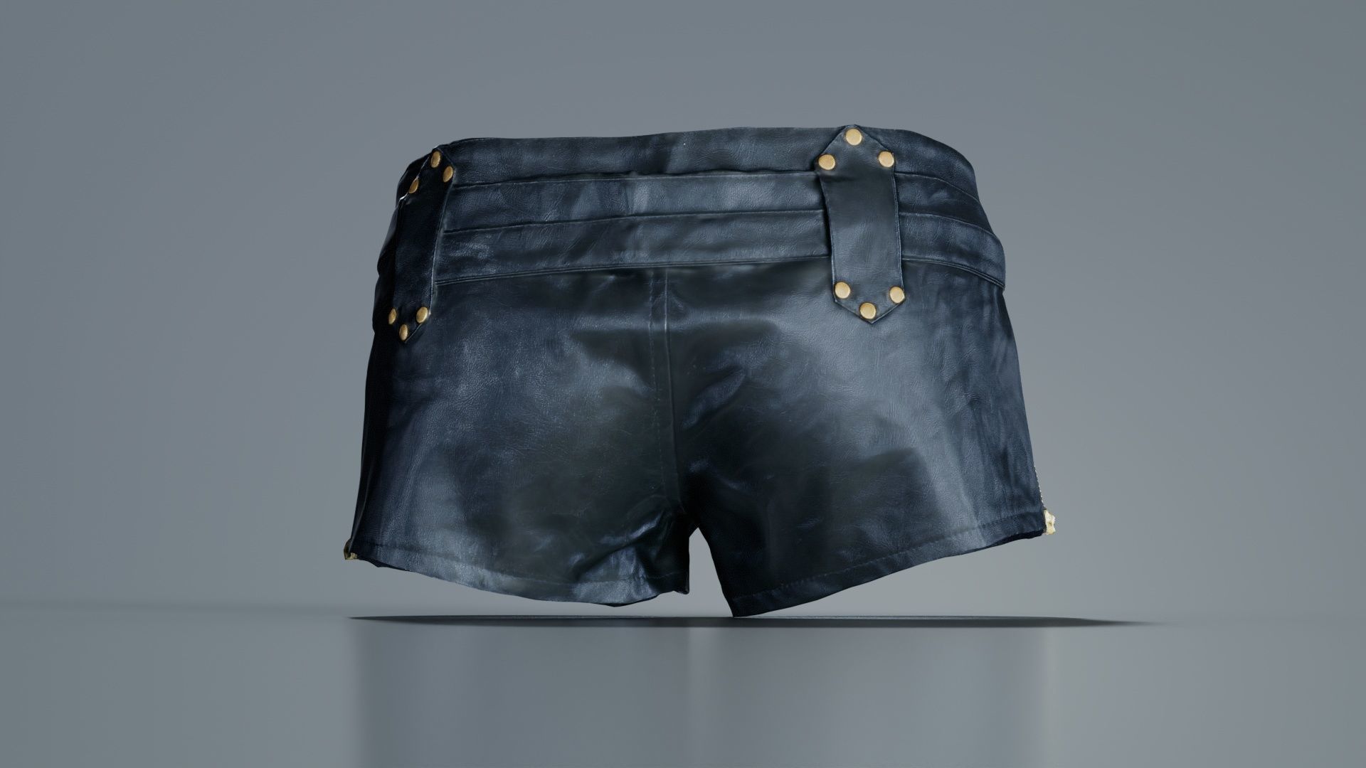 Tiny Leather Short Gold Low-poly 3D model_8