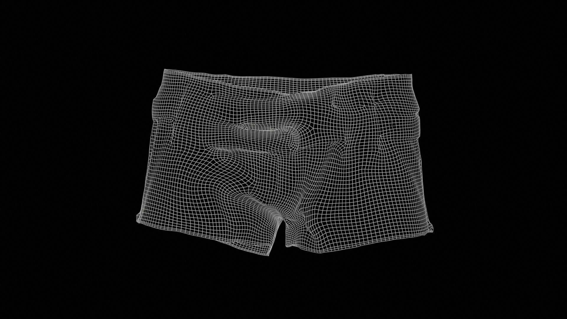 Tiny Leather Short Gold Low-poly 3D model_11