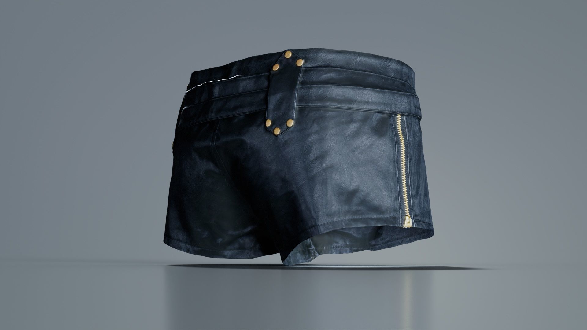 Tiny Leather Short Gold Low-poly 3D model_3