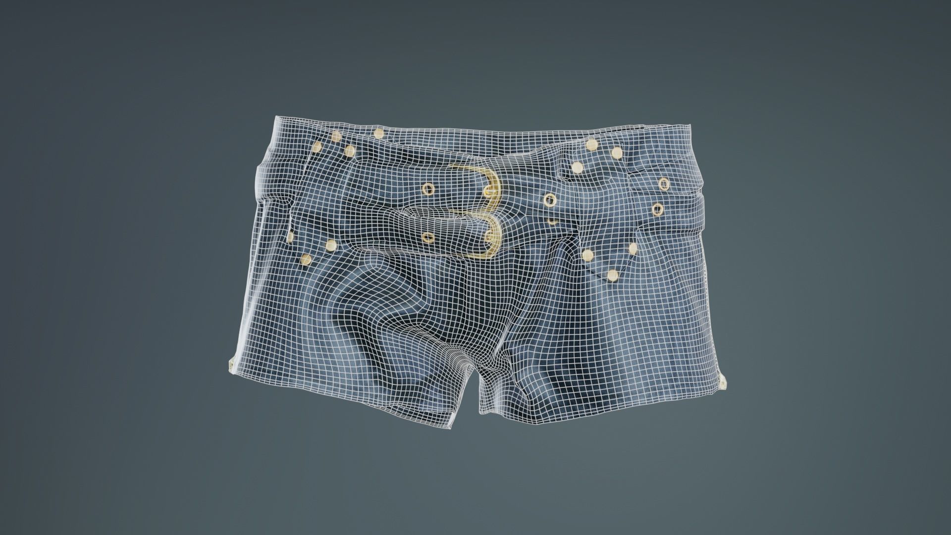 Tiny Leather Short Gold Low-poly 3D model_9