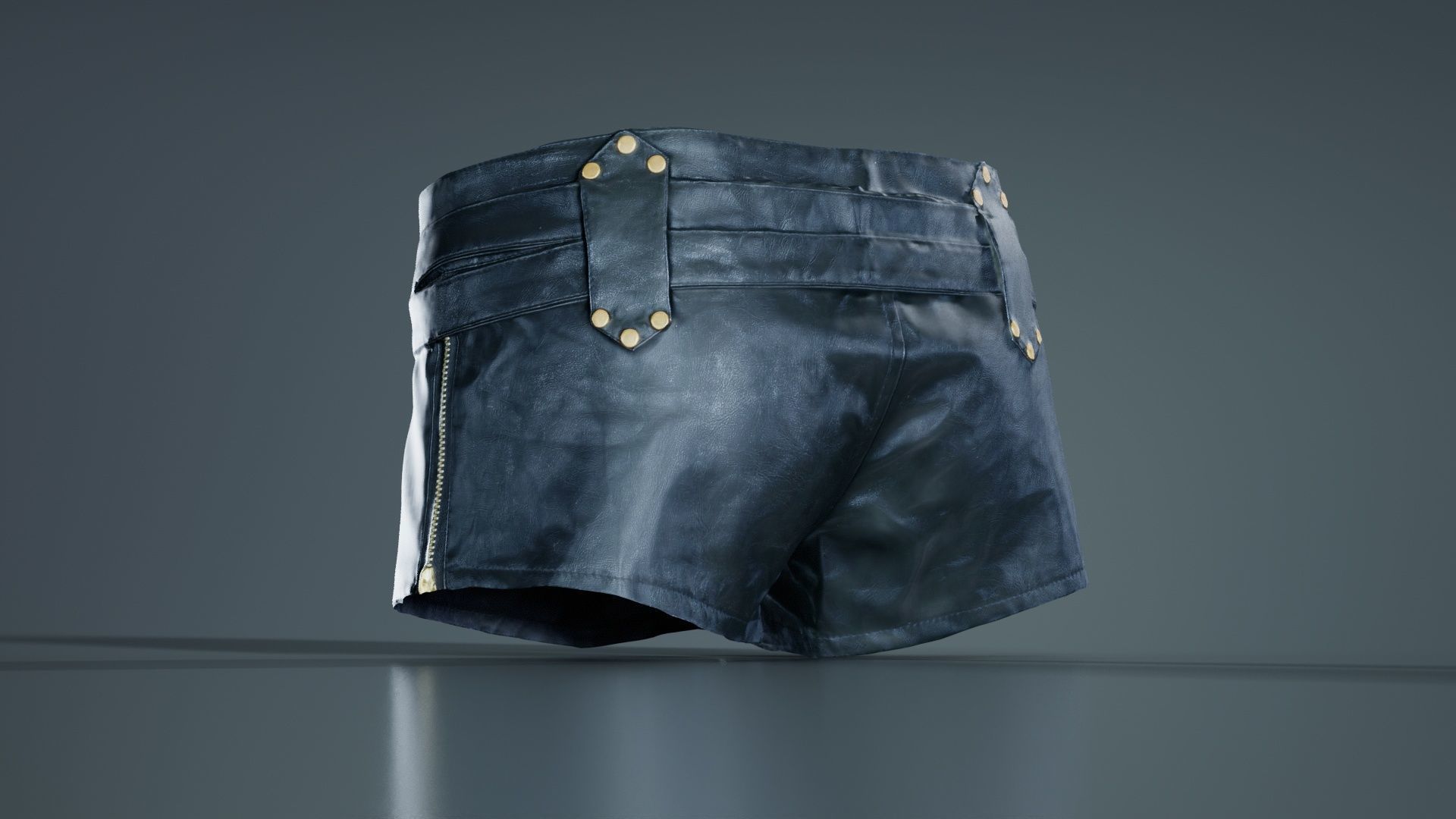 Tiny Leather Short Gold Low-poly 3D model_6