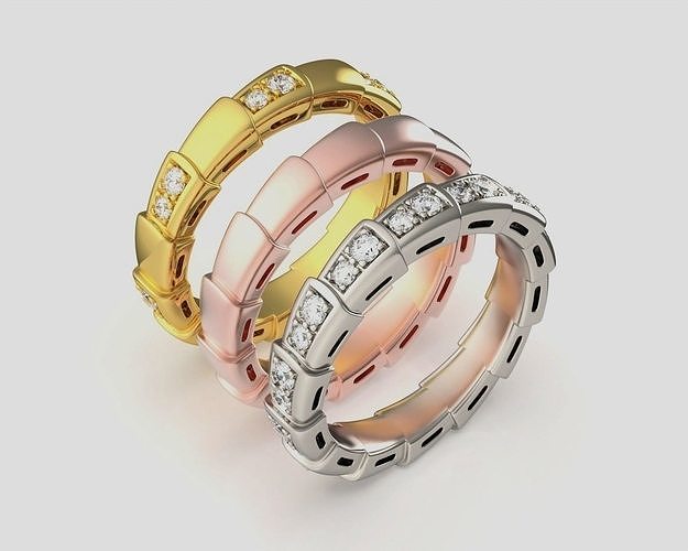 Serpenti Diamond Snake Ring Wedding Band 3D print model