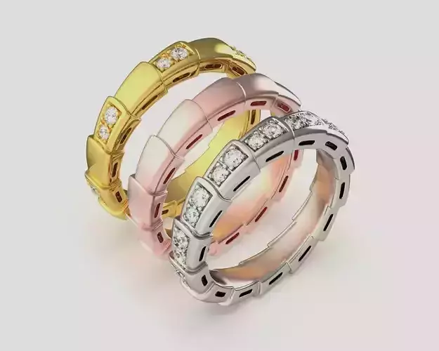 Serpenti Diamond Snake Ring Wedding Band 3D print model