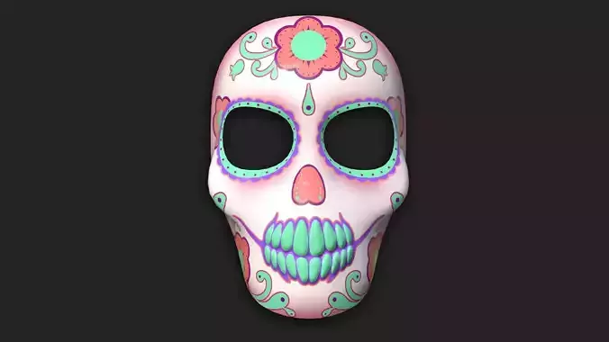 Dia de Los Muertos Mask A02 - Character Design Low-poly 3D model