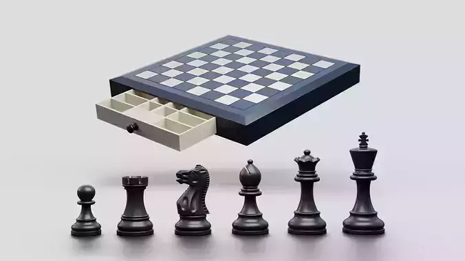 Old English Chess Set - printable chess with built-in storage 3D print model